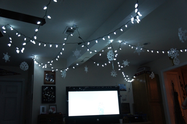 Indoor movie under the twinkle light stars